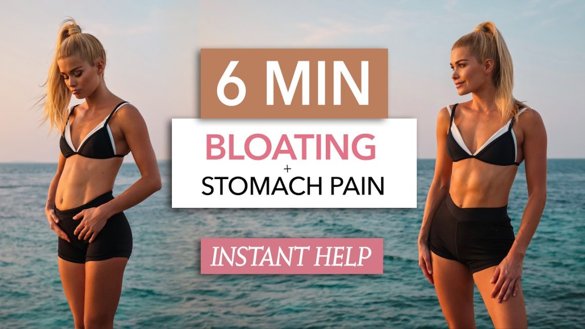 6 MIN BLOATING + STOMACH PAIN RELIEF – exercises, stretches & massaging I quick help