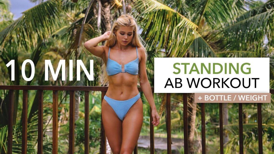 10 MIN STANDING ABS – not sweaty, slow & strong sixpack workout I Equipment: bottle or 3-8kg weight