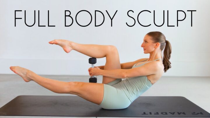 30 MIN FULL BODY SCULPT – No Jumping, Pilates Style, Light Weights